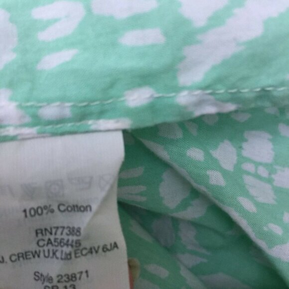 J. CREW Perfect Fit Green Print Button Down XXS - Picture 6 of 8